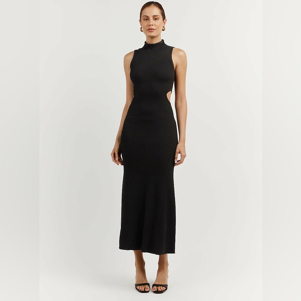 Dissh Sutherland black cut out. stretches maxi fitted cocktail Christmas wedding